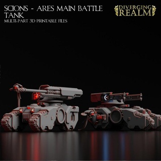 scions - ares main battle tank divergingrealm Tabletop Characters & Creatures Sci-Fi Universe Vehicles Machines multipart 28mm 3d print model - Mito3D