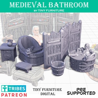 medieval bathroom tiny furniture Tabletop 3D Printable Terrain Fantasy miniatures terrain roleplaying tabletop d&d dnd pathfinder 3d print model - Mito3D