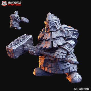 cüce rune Muhafız Golem kyoushuneko minyatürler masaüstü karakterler yaratıklar fantezi Evren savaş oyunları Warhammer 3d print model - Mito3D
