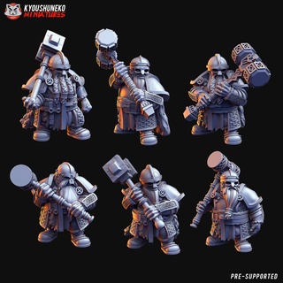dwarf hammermen kyoushuneko miniatures Tabletop Characters & Creatures Fantasy Universe great wargaming hammer tabletop 3d print model - Mito3D