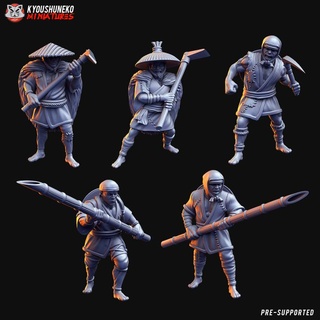 japonês feudal camponeses kyoushuneko miniaturas tampo mesa personagens criaturas histórico universo Japão samurai nipônico 3d print model - Mito3D