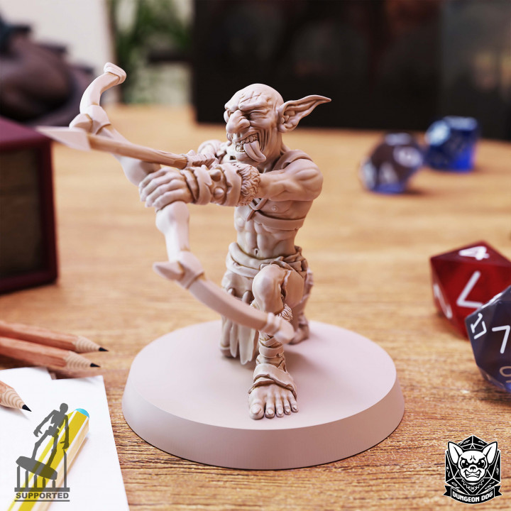 goblin - c dungeon dog archer creature mini wargaming miniature evil boardgame bow dungeonsanddragons tabletop dnd goblins ttrpg hord supported 3D print model - Mito3D
