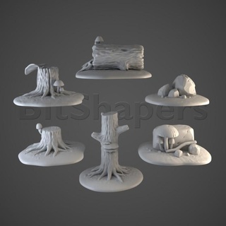 bosque objetos istvan mesa 3D imprimible terreno rpg Roca juego guerra rock seta papel jugando hongo 28mm paisaje tocón maletero vegetación fungoso 3d print model - Mito3D