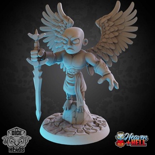 blue angel pre-supported included dice heads Tabletop Characters & Creatures Fantasy Universe d&d dnd presupported blueangel 3d print model - Mito3D