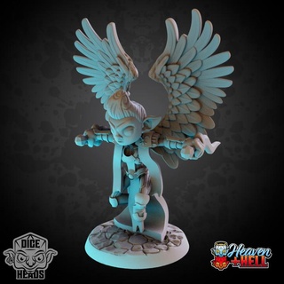 celestial rogue pre-supported included dice heads Tabletop Characters & Creatures Fantasy Universe d&d dnd presupported celestialrogue 3d print model - Mito3D