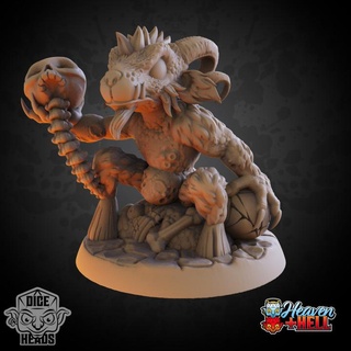 rotten goat demon presupported included dice heads Tabletop Characters & Creatures Fantasy Universe d&d dnd pre-supported rottengoatdemon 3d print model - Mito3D