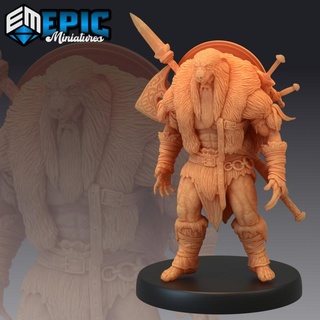 berserker norse warrior male viking nordic fighter epic-miniatures medieval monster rpg warhammer sla enemy tabletop dungeon dnd pathfinder npc pre-supported supported pre faxntasy 3d print model - Mito3D