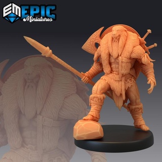 berserker spear norse warrior male viking nordic fighter epic-miniatures fantasy medieval monster rpg warhammer sla enemy tabletop dungeon dnd pathfinder npc pre-supported supported pre 3d print model - Mito3D