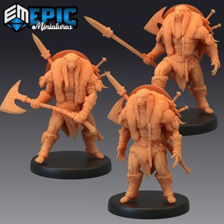 berserker set norse warrior male viking nordic fighter epic-miniatures fantasy medieval monster rpg warhammer sla enemy tabletop dungeon dnd pathfinder npc pre-supported supported pre 3d print model - Mito3D