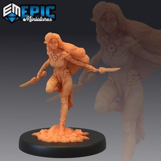 wildling princess dagger female human character nordic free folk epic-miniatures fantasy medieval monster rpg warhammer sla enemy tabletop dungeon dnd pathfinder npc pre-supported supported pre 3d print model - Mito3D