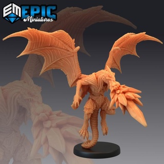 draconic demon white breath attack demonic encounter winged devil dragonborn epic-miniatures fantasy medieval monster rpg warhammer sla enemy tabletop dungeon dnd pathfinder npc pre-supported supported pre abishai 3d print model - Mito3D
