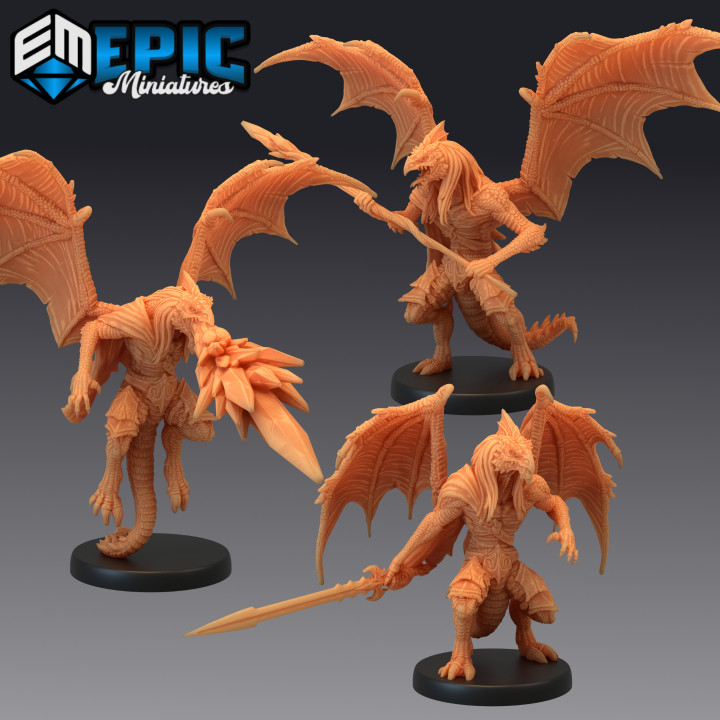 dracónico demonio blanco conjunto demoníaco encuentro alas diablo dracónido epic miniatures continuar fantasía medieval monstruo rpg martillo guerra Sla enemigo mesa calabozo dnd pionero npc pre supported soportado abishai 3D print model - Mito3D