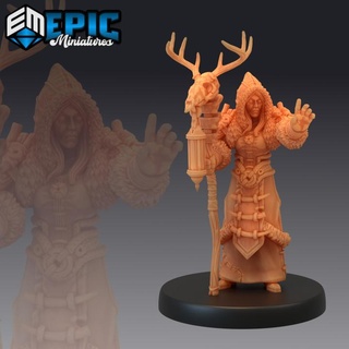 winter shaman norse tribe magic viking nordic clan epic-miniatures fantasy medieval monster rpg warhammer sla enemy tabletop dungeon dnd pathfinder npc pre-supported supported pre 3d print model - Mito3D