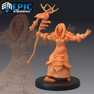 winter shaman chanting norse tribe magic viking nordic clan epic-miniatures fantasy medieval monster rpg warhammer sla enemy tabletop dungeon dnd pathfinder npc pre-supported supported pre 3d print model - Mito3D