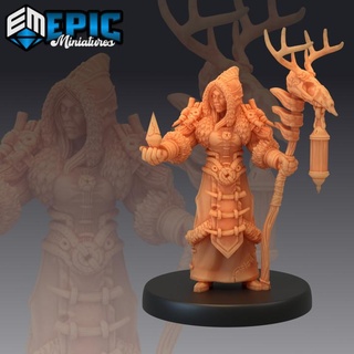 winter shaman magic norse tribe elementary viking nordic clan epic-miniatures fantasy medieval monster rpg warhammer sla enemy tabletop dungeon dnd pathfinder npc pre-supported supported pre 3d print model - Mito3D