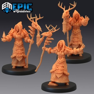 winter shaman set norse tribe magic viking nordic clan epic-miniatures fantasy medieval monster rpg warhammer sla enemy tabletop dungeon dnd pathfinder npc pre-supported supported pre 3d print model - Mito3D