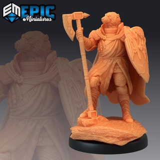 polar bear paladin shield dire warrior snow runner winter tribe epic-miniatures fantasy medieval monster rpg warhammer sla enemy tabletop dungeon dnd pathfinder npc pre-supported supported pre 3d print model - Mito3D
