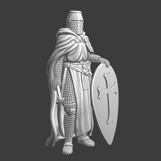 Ortaçağa ait şövalye pelerin kuzey Haçlı seferleri minyatürler masaüstü karakterler yaratıklar tarihi Evren yazdırılabilir model asker savaş oyunları minyatür oyuncak Tapınakçı 28mm haçlı teutonic 3d print model - Mito3D