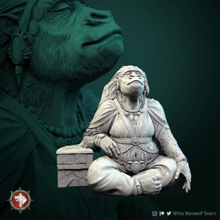 monkey king wife 32mm 75mm pre-supported white werewolf tavern Tabletop Characters & Creatures Fantasy Universe Store creature female monster dnd monkeywife 3d print model - Mito3D