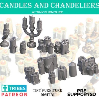 candles chandeliers tiny furniture Tabletop accessories 3D Printable Terrain Fantasy miniatures terrain roleplaying tabletop d&d dnd pathfinder 3d print model - Mito3D