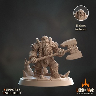 frost dwarf warrior 2 modular presupported lord war miniatures Tabletop Characters & Creatures Fantasy Universe axe dragon dungeons fantasy hands roleplay rpg shield sword miniature weapons hammer boardgame tabletop wargame dnd dwarves suppported 3d print model - Mito3D