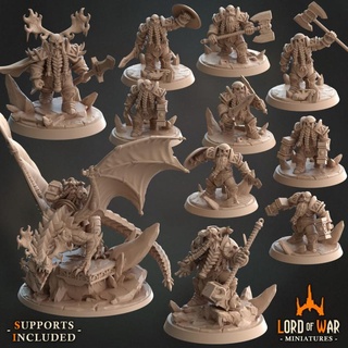 Achevée gel nains armée paquet présupporté Seigneur guerre miniatures table personnages créatures fantaisie univers hache dragon dragons donjons héros modulaire jeu rôle rpg bouclier épée miniature armes marteau champion nain dnd lance guerriers plateau prise charge 3d print model - Mito3D