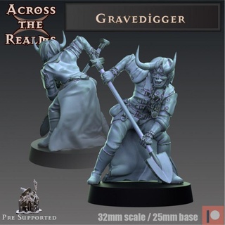 gravedigger across realms Tabletop Characters & Creatures Fantasy Universe horror rpg undead miniature tabletop dnd pathfinder 5e 3d print model - Mito3D