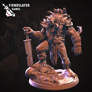 aifnir chieftain fiendslayer games Tabletop Characters & Creatures Fantasy Universe barbarian dragons dungeons giant warrior rock chief hill dnd berzerker 3d print model - Mito3D