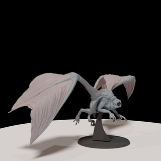 winged night owl koen terra Tabletop Characters & Creatures Fantasy Universe creature dark eye fly forest lizard skin spooky tree wing wings horn nocturnal 3d print model - Mito3D