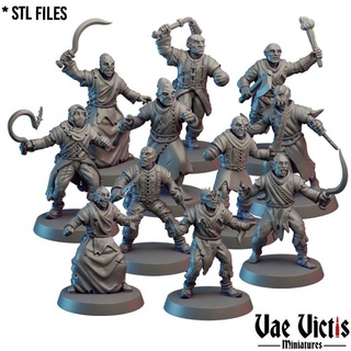 assembled cultists pre-supported vae victis miniatures Tabletop Characters & Creatures Fantasy Universe Store fantasy rpg unit tabletop mutant nightmare dnd cultist zealot 3d print model - Mito3D