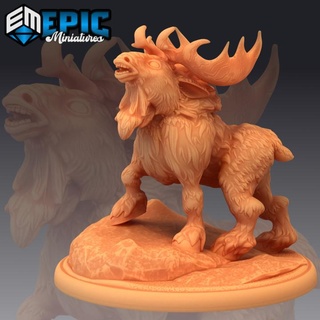 snow moose wild epic animal winter forest encounter epic-miniatures fantasy medieval monster rpg warhammer sla enemy tabletop dungeon dnd pathfinder npc pre-supported supported pre 3d print model - Mito3D