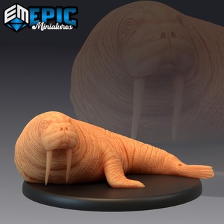 walrus wild animal winter encounter epic-miniatures fantasy medieval monster rpg warhammer sla enemy tabletop dungeon dnd pathfinder npc pre-supported supported pre 3d print model - Mito3D
