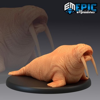 walrus roar wild animal winter encounter epic-miniatures fantasy medieval monster rpg warhammer sla enemy tabletop dungeon dnd pathfinder npc pre-supported supported pre 3d print model - Mito3D