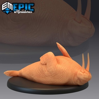 walrus resting wild animal winter encounter epic-miniatures fantasy medieval monster rpg warhammer sla enemy tabletop dungeon dnd pathfinder npc pre-supported supported pre 3d print model - Mito3D