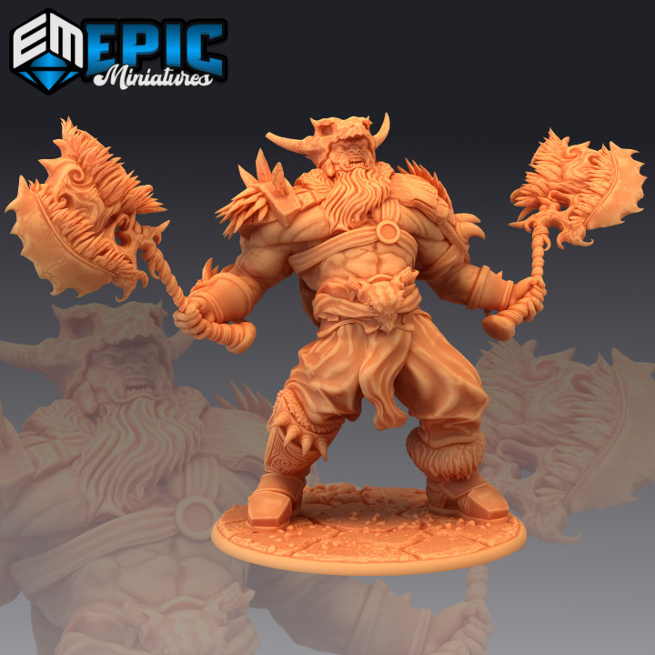 frost giant warrior double axe male arctic guard wildling nordic free folk epic-miniatures fantasy medieval monster rpg warhammer sla enemy tabletop dungeon dnd pathfinder npc pre-supported supported pre 3D print model - Mito3D