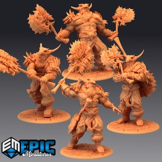 frost giant warrior set male arctic guard wildling nordic free folk epic-miniatures fantasy medieval monster rpg warhammer sla enemy tabletop dungeon dnd pathfinder npc pre-supported supported pre 3d print model - Mito3D