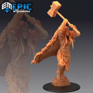 frost giantess hammer female arctic guard wildling nordic free folk epic-miniatures fantasy giant medieval monster rpg warhammer sla enemy tabletop dungeon dnd pathfinder npc pre-supported supported pre 3d print model - Mito3D