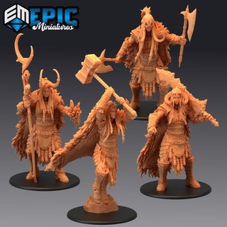 frost giantess set female arctic guard wildling nordic free folk epic-miniatures fantasy giant medieval monster rpg warhammer sla enemy tabletop dungeon dnd pathfinder npc pre-supported supported pre 3d print model - Mito3D
