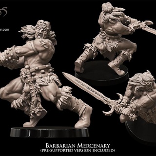 barbarian mercenary avatars war Tabletop Characters & Creatures Fantasy Universe dragons dungeons fantasy mini rpg warhammer miniature arena oldschool supports wargame conan quest dnd 9thage aos ttrpg kow presupported pre-supported supported ninthage deathmatch aow avatarsofwar 3d print model - Mito3D