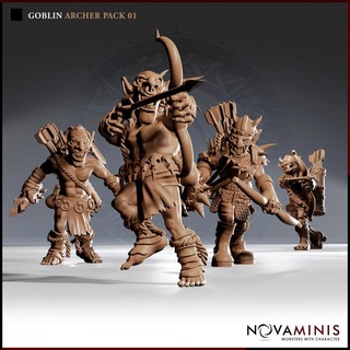 goblin archer pack 01 novaminis Store dragons dungeons fantasy mini monster rpg roleplaying tabletop 28mm dnd pathfinder ttrpg presupported 3d print model - Mito3D