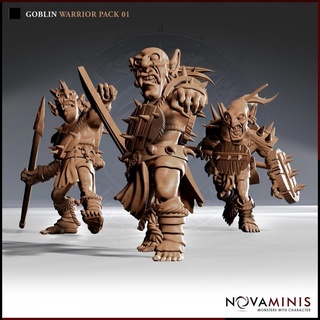 goblin warrior pack 01 novaminis Store dragons dungeons fantasy mini monster rpg roleplaying tabletop 28mm dnd pathfinder ttrpg presupported 3d print model - Mito3D