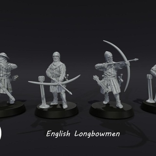 Inglês arqueiros arco longo 1 medbury miniaturas tampo mesa personagens criaturas histórico universo martelo guerra britânico dnd brettonia 3d print model - Mito3D