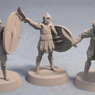 soldiers nemis sword shield 3 unique miniatures legendbuilds Tabletop Characters & Creatures Fantasy Universe Store army dragons dungeons fantasy rpg soldier wargaming warhammer tabletop pathfinder ttrpg 3d print model - Mito3D