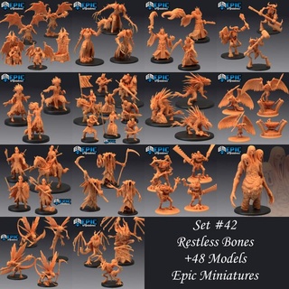 restless bones set undead & demon collection skeleton army encounter pre-supported epic-miniatures Store bone devil fantasy knight medieval monster rpg warhammer sla death enemy tabletop dungeon dnd pathfinder orcus npc supported pre 3d print model - Mito3D