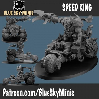 da' speed king blue sky minis  Tabletop Tabletop Characters & Creatures Sci-Fi Universe Tabletop Tabletop Vehicles & Machines orc ork war miniature paint tabletop trike  3d print model - Mito3D