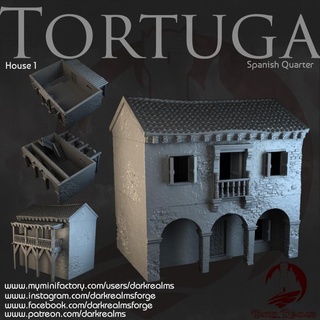 sombre royaumes tortuga Espagnol trimestre maison 1 forger boutique table 3D imprimable terrain fantaisie pirate tourte espagnol 3d print model - Mito3D