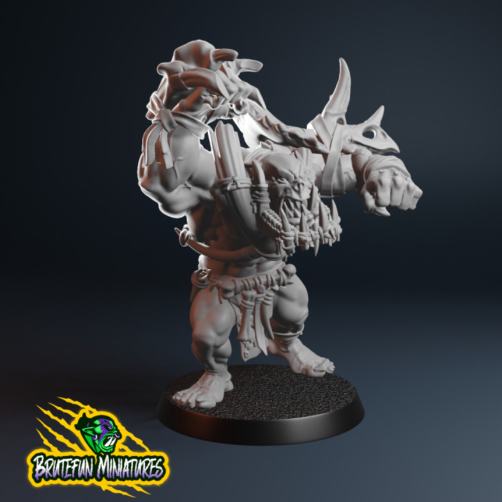 fantaisie Football sauvage orc brute bloqueur 04 brutalfun miniatures table personnages créatures univers rage orcs primitif 32mm fou furieux frénésie 3D print model - Mito3D