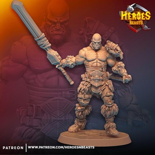 goliath barbarian heroes & beasts Tabletop Characters Creatures Fantasy Universe Store warrior gladiator grog conan 3d print model - Mito3D