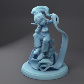 brittle brackle office gnome twin goddess miniatures Store cute female d&d writer librarian 3d print model - Mito3D