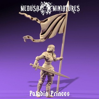 paladin princess medusa miniatures Tabletop Characters & Creatures Fantasy Universe dragons dungeons knight warrior flag tabletop standard 28mm pathfinder bearer frostgrave 3d print model - Mito3D